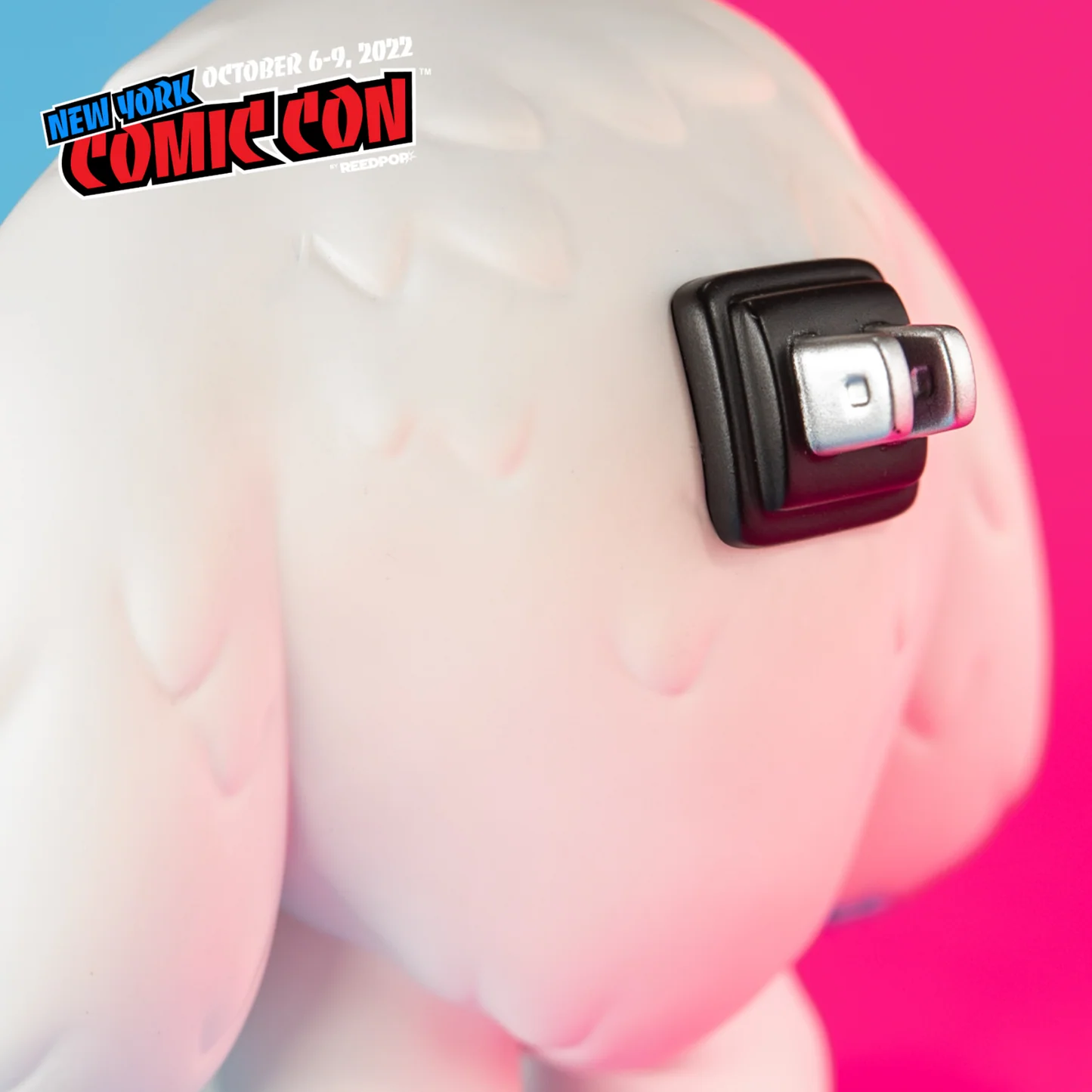 Robot Chomp rear close-up showing the white body and mechanical detail