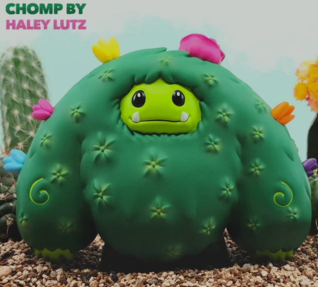 Cactus Edition Chomp by Haley Lutz, showing its green cactus-inspired body, bright face and colorful flowers